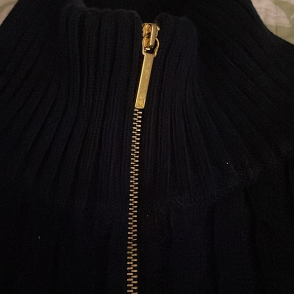 Ralph Lauren Navy Cable Zip Front Crew Neck Sweater. - Picture 2 of 7